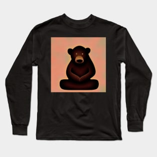 Brown Bear In Contemplation Sitting Peacefully Meditating Illustration Long Sleeve T-Shirt